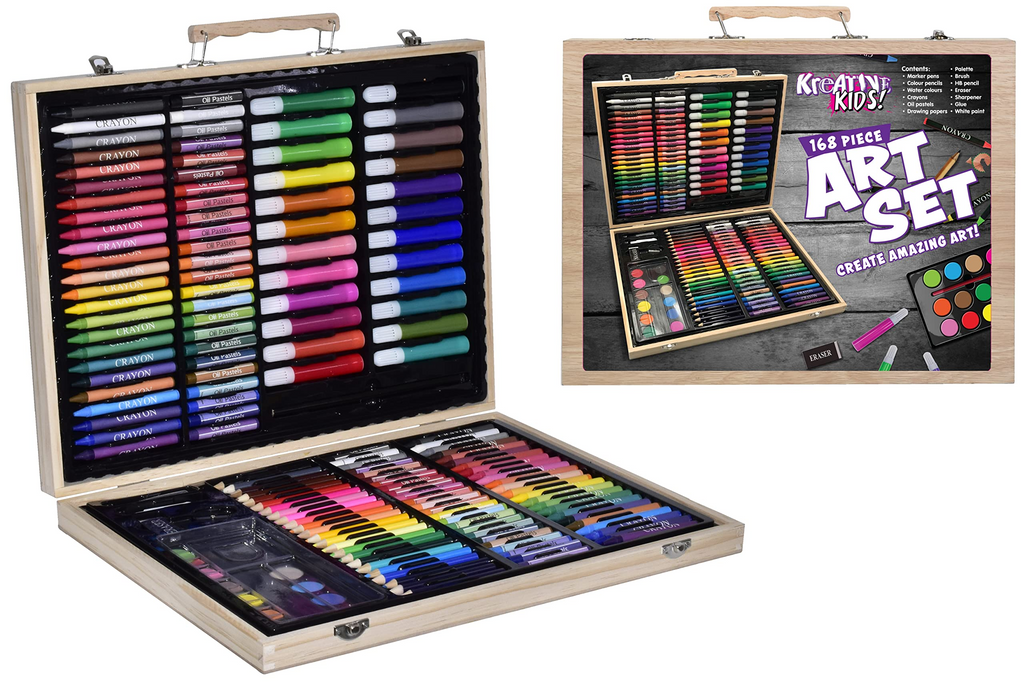 168 piece art set in wooden box