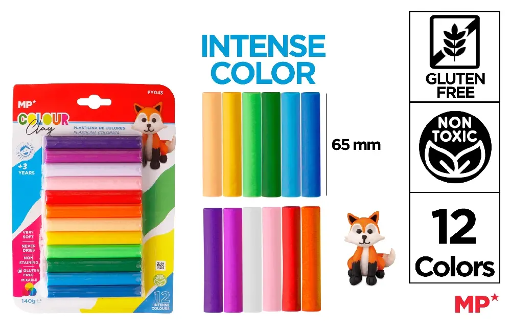 plasticine pack 12pcs -  brights