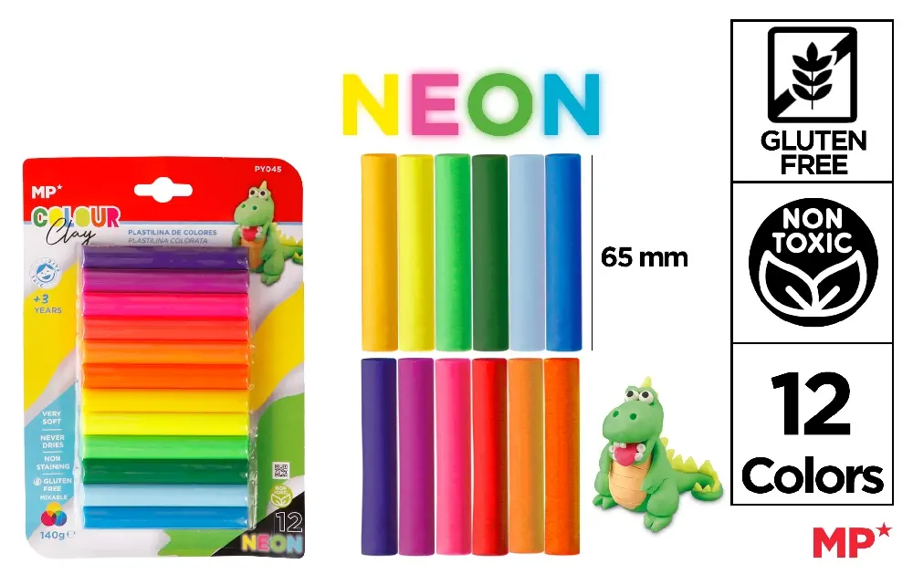 plasticine pack 12pcs -  neon